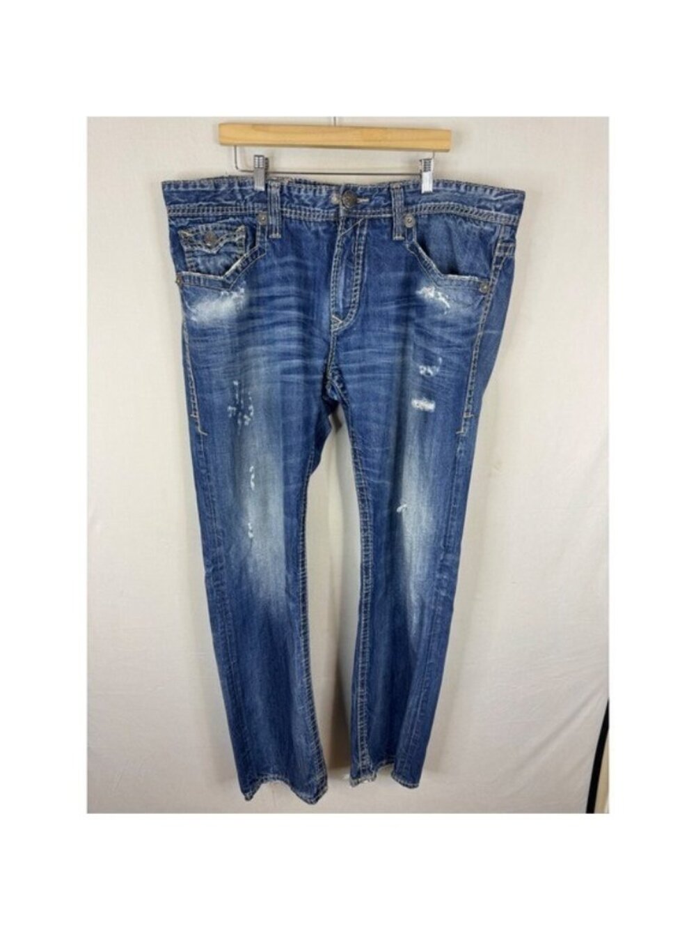 Rivet De Cru Andrew Relaxed Straight Distressed Jeans Blue 42x34 156-100M40J